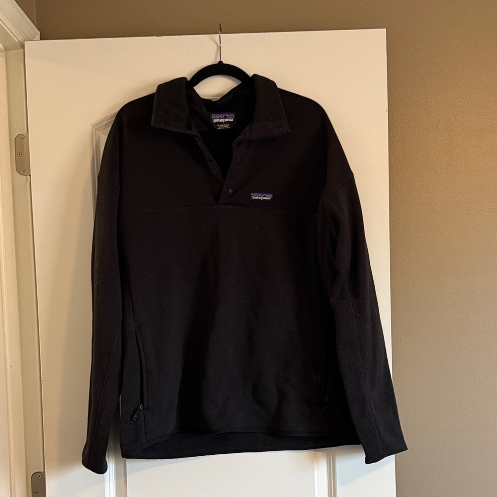 Patagonia Black Snap-Neck Fleece Pullover